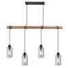 Globo HADERA Hanger Hout licht, Zwart, 4-lichts