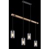 Globo HADERA Hanger Hout licht, Zwart, 4-lichts