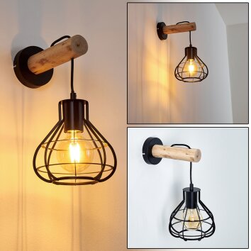 Gainesville Muurlamp Hout licht, Zwart, 1-licht