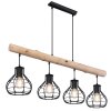 Globo CLASTRA Hanger Hout donker, Zwart, 4-lichts