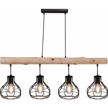 Globo CLASTRA Hanger Hout donker, Zwart, 4-lichts