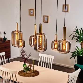 Maliali Hanglamp Goud, Messing, Zwart, 6-lichts