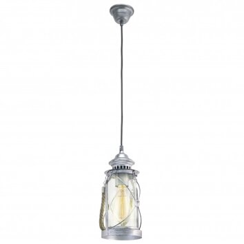 Eglo VINTAGE Hanger Donkerbruin, Zilver, 1-licht