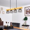 Camotes Hanglamp Hout licht, Nikkel mat, 4-lichts