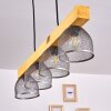 Camotes Hanglamp Hout licht, Nikkel mat, 4-lichts