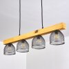 Camotes Hanglamp Hout licht, Nikkel mat, 4-lichts