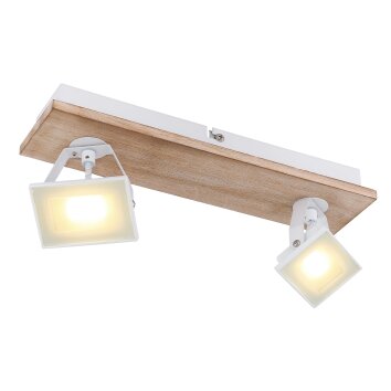 Globo JOYA Plafondlamp LED Hout licht, Wit, 2-lichts