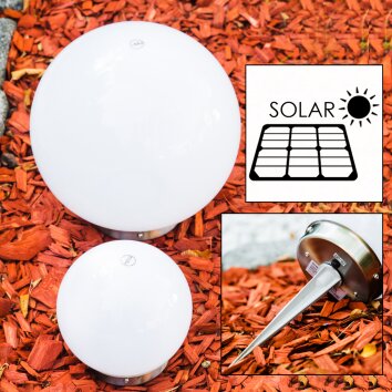 Kogellamp set solar LED roestvrij staal, 2-lichts