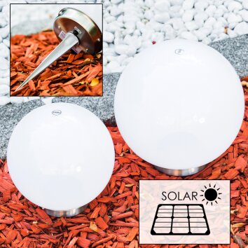 Kogellamp set solar LED roestvrij staal, 2-lichts