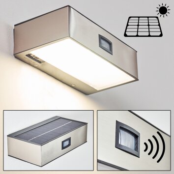 Attu Buiten wandlamp solar LED Nikkel mat, 1-licht