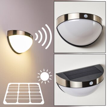 Basra Solarlamp LED Chroom, 1-licht, Bewegingsmelder