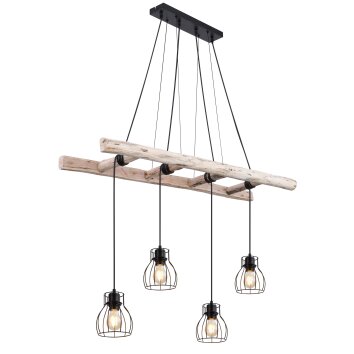 Globo MINA Hanger Hout licht, Zwart, 4-lichts