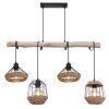 Globo SURRI Hanger Hout licht, Zwart, 4-lichts