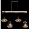 Globo SURRI Hanger Hout licht, Zwart, 4-lichts