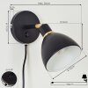 Nabounay Muurlamp Messing, Zwart, 1-licht