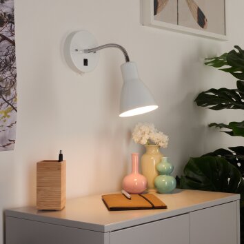 Naouli Muurlamp Chroom, Zwart, Wit, 1-licht