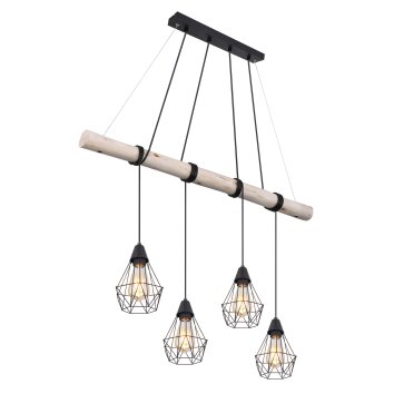 Globo ADA Hanger Hout licht, Zwart, 4-lichts