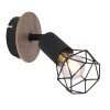 Globo XARA Muurlamp houtlook, Zwart, 1-licht