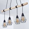 Betsele Hanglamp Hout licht, Zwart, 4-lichts