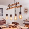 Ajaccio Hanglamp Hout licht, Zwart, 4-lichts