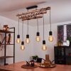 Ajaccio Plafondlamp Hout licht, Zwart, 6-lichts