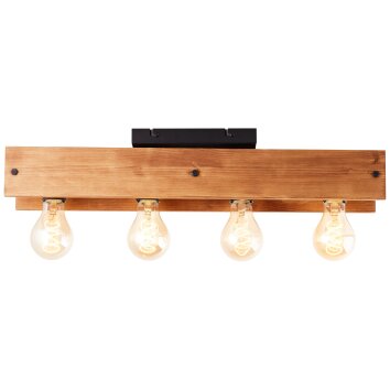 Brilliant Calandra Plafondlamp Hout licht, Zwart, 4-lichts