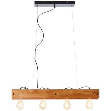 Brilliant Calandra Hanglamp Hout licht, Zwart, 4-lichts