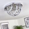 Toirano Plafondlamp LED Chroom, Glitter effect, Zilver, Wit, 2-lichts, Afstandsbediening, Kleurwisselaar