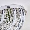 Toirano Plafondlamp LED Chroom, Glitter effect, Zilver, Wit, 2-lichts, Afstandsbediening, Kleurwisselaar