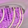 Toirano Plafondlamp LED Chroom, Glitter effect, Zilver, Wit, 2-lichts, Afstandsbediening, Kleurwisselaar