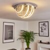 Toirano Plafondlamp LED Chroom, Glitter effect, Zilver, Wit, 2-lichts, Afstandsbediening, Kleurwisselaar