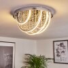 Toirano Plafondlamp LED Chroom, Glitter effect, Zilver, Wit, 2-lichts, Afstandsbediening, Kleurwisselaar