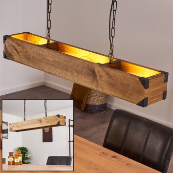 Olomouc Hanglamp Hout licht, Zwart, 4-lichts