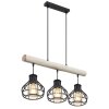 Globo CLASTRA Hanger Hout licht, Zwart, 3-lichts