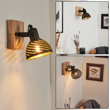 Osina Muurlamp Bruin, Zwart, 1-licht