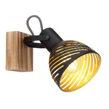 Globo LENNA Muurlamp Hout donker, Zwart, 1-licht