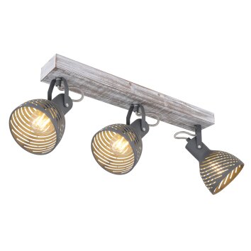 Globo MORI Plafondlamp Bruin, Wit, 3-lichts