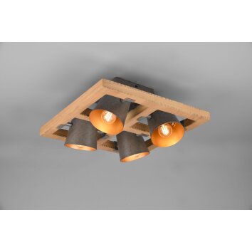 Trio-Leuchten Bell Plafondlamp Donkerbruin, Nikkel mat, 4-lichts