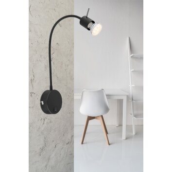 Globo MILLY Muurlamp Zwart, 1-licht