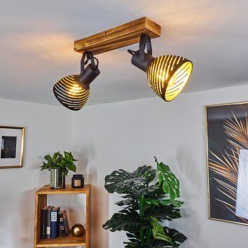 Racolo Plafondlamp Hout donker, 2-lichts