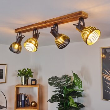 Racolo Plafondlamp Hout donker, 4-lichts