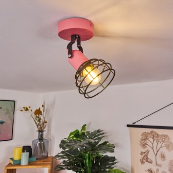 Builako Plafondlamp Roze, Zwart, 1-licht