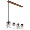 Globo WILLA Hanger Hout donker, Zwart, 4-lichts