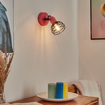 Builako Muurlamp Roze, Zwart, 1-licht