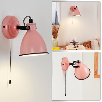 Selki Muurlamp Roze, Zwart, 1-licht