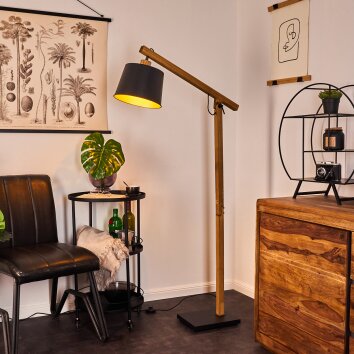 Tatodere Staande lamp Hout donker, Zwart, 1-licht