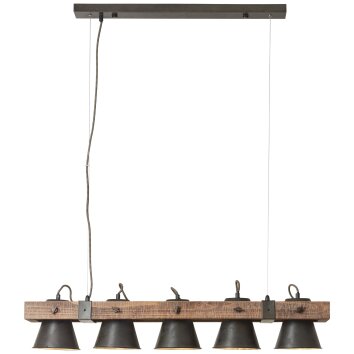 Brilliant-Leuchten Decca Hanglamp Hout donker, Zwart, 5-lichts