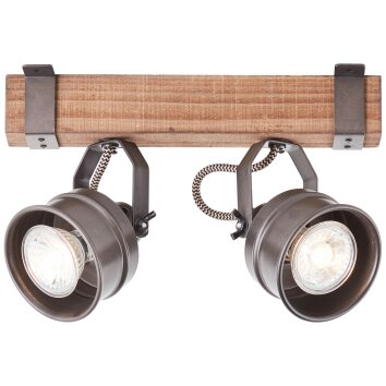 Brilliant-Leuchten Unity Plafondlamp Hout donker, Zwart, 2-lichts