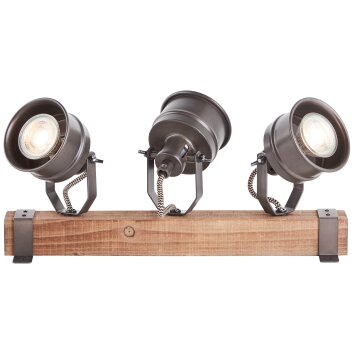 Brilliant-Leuchten Unity Plafondlamp Hout donker, Zwart, 3-lichts