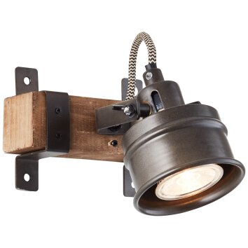 Brilliant-Leuchten Unity Muurlamp Hout donker, Zwart, 1-licht